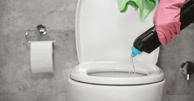 cleaning toilet