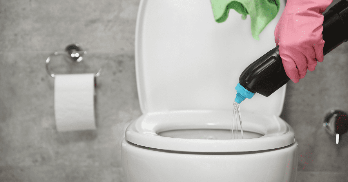 cleaning toilet