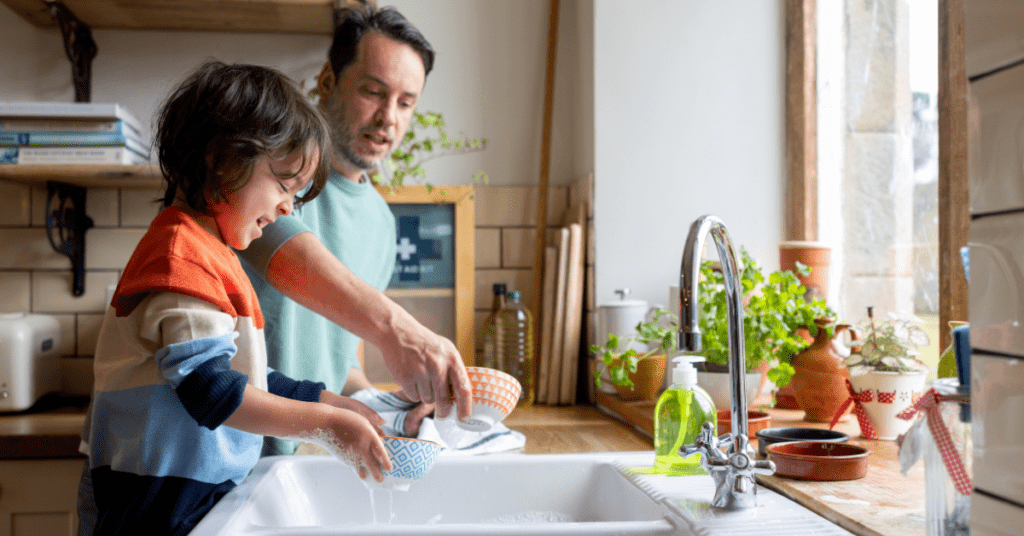 cleaning kitchen counter