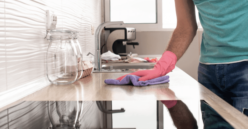 cleaning kitchen counter