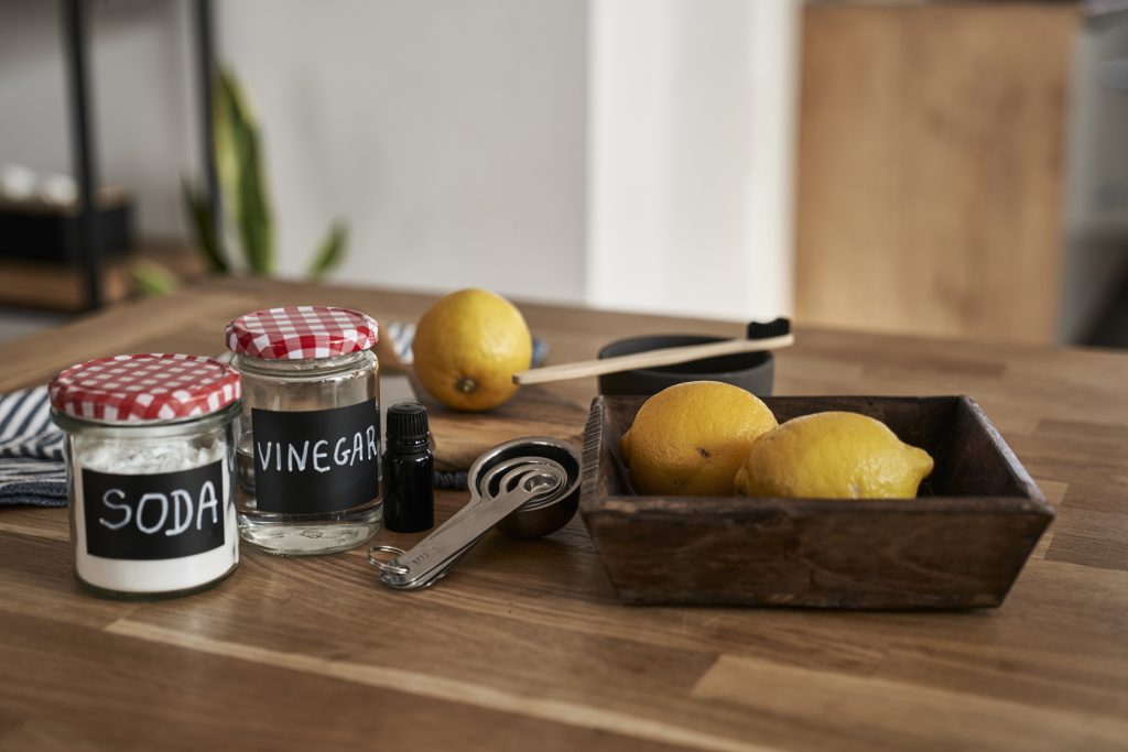 Ingredients to make natural cleaning mixture - Upstairs Downstairs Cleaning Service ingredients for natural cleaner